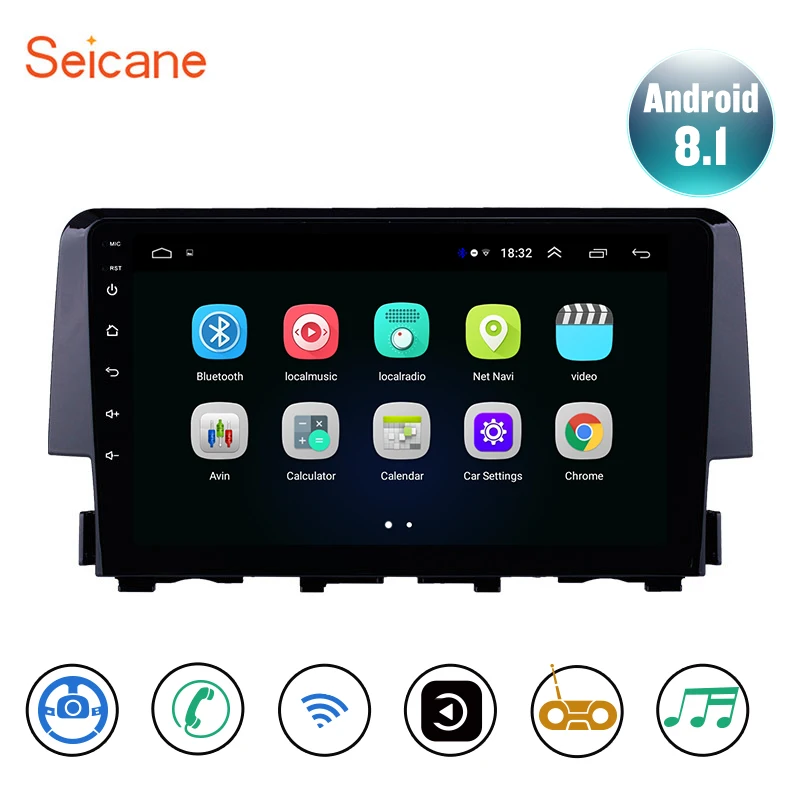 Автомагнитола Seicane 2 DIN Android 8 1 для Honda Civic 2016 GPS навигация поддержка Carplay камера