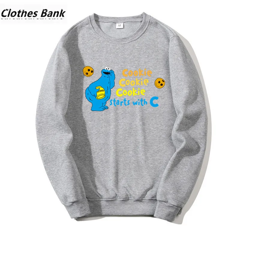 The Sesame уличное печенье монстр Забавный принт забавные хип хоп Crewneck толстовки зима
