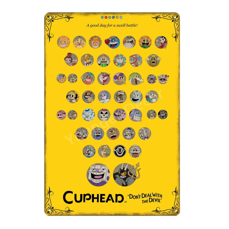 Металлический постер Funko Pop Cuphead для видеоигр мугман дьявол легендарный настенный