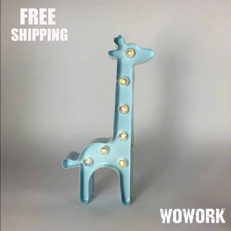 Знак светодиодной подсветкой свет 12 inch Giraffe шатер лампочки Letter Металл LED батареи