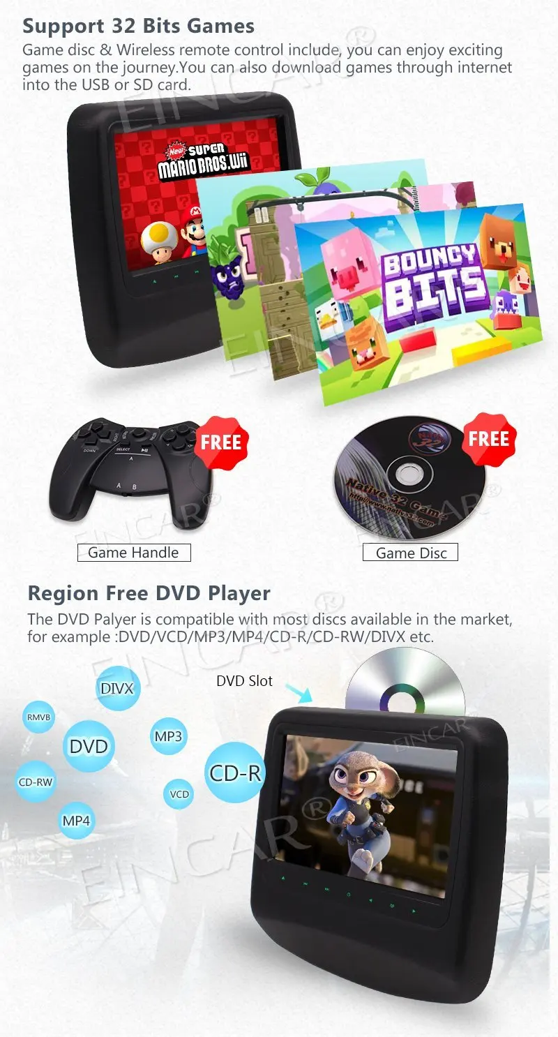 Двойной Автомобильный cd подголовник dvd плеер цифровой экран задний монитор для