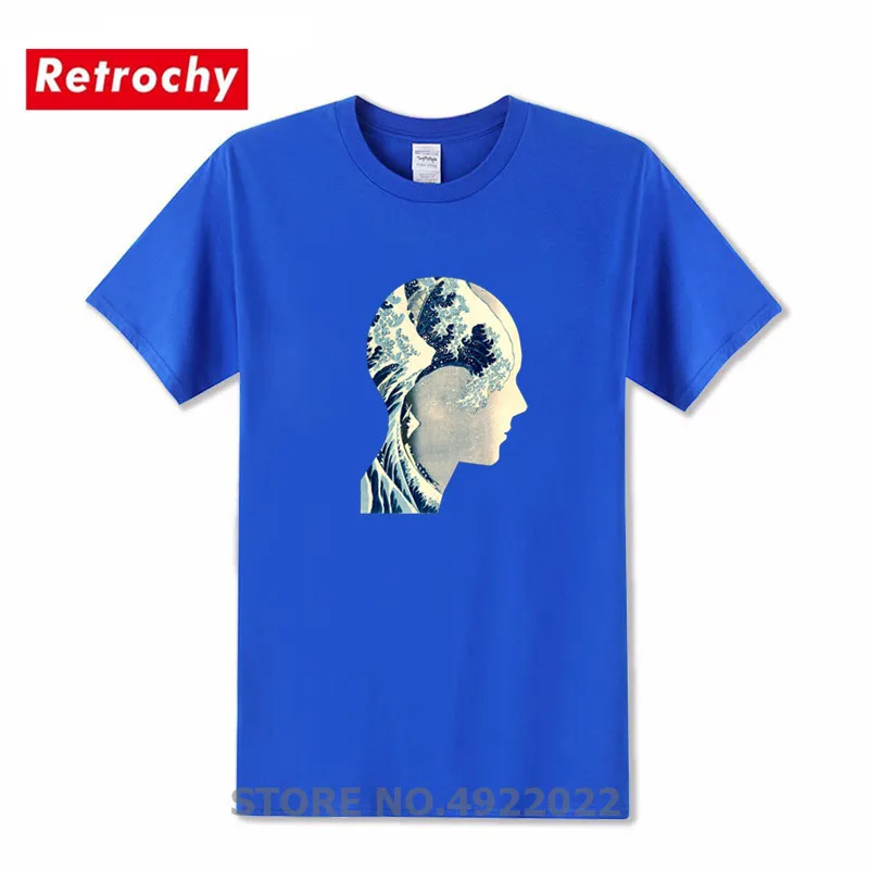 Мужская футболка с креативным дизайном Hokusai Great Wave in My Head очаровательные синие