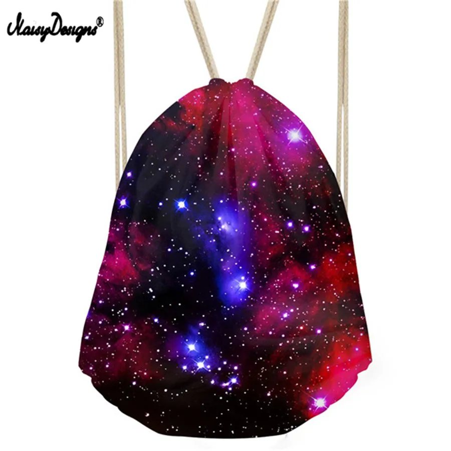 Объемная сумка на шнурке с галактикой для девочек и женщин женский рюкзак мягкой