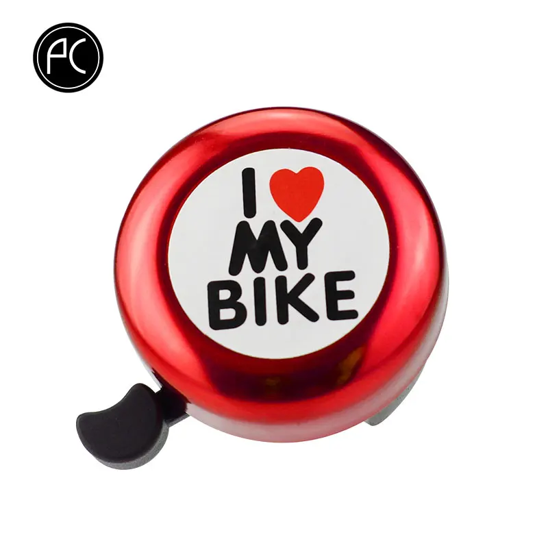 RED PCycling велосипедный Звонок I Love My Bike Печатный чистый звук алюминиевый сплав MTB дорожный сигнализация для велосипеда Предупреждение мини кольцо колокольчик для детей - Цвет: RED