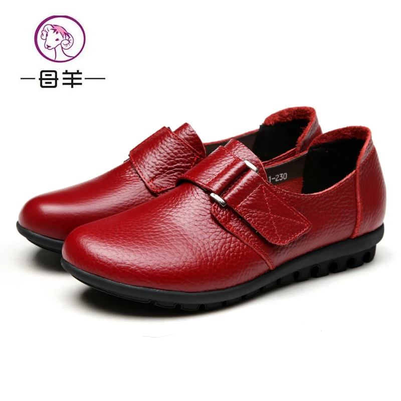 MUYANG 2018 Mother Old Female Women Flats New Genuine Leather Handmade Flat Shoes Woman Casual Comfortable | Обувь