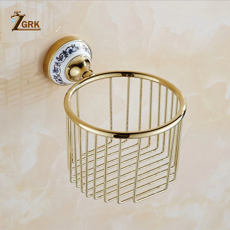zgrk bathroom wall mount all copper chrome design paper roll holder toilet gold paper holder tissue box bathroom accessories free global shipping