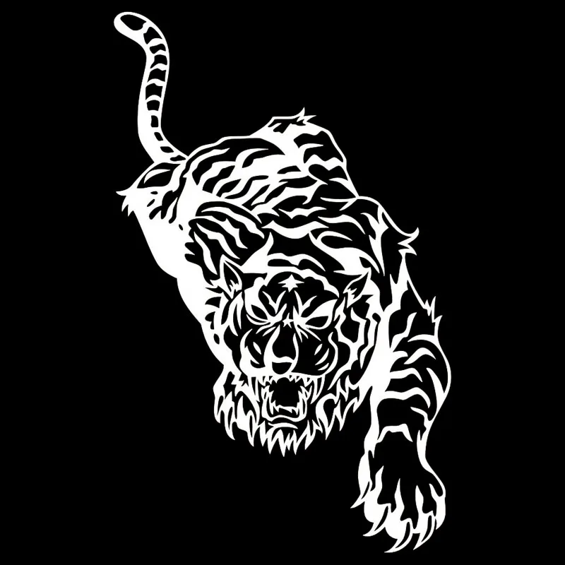 

23.7*38CM Domineering Tiger Graphics Car Stickers Creative Vinyl Car Door Decorative Decal Black/Silver C9-2124