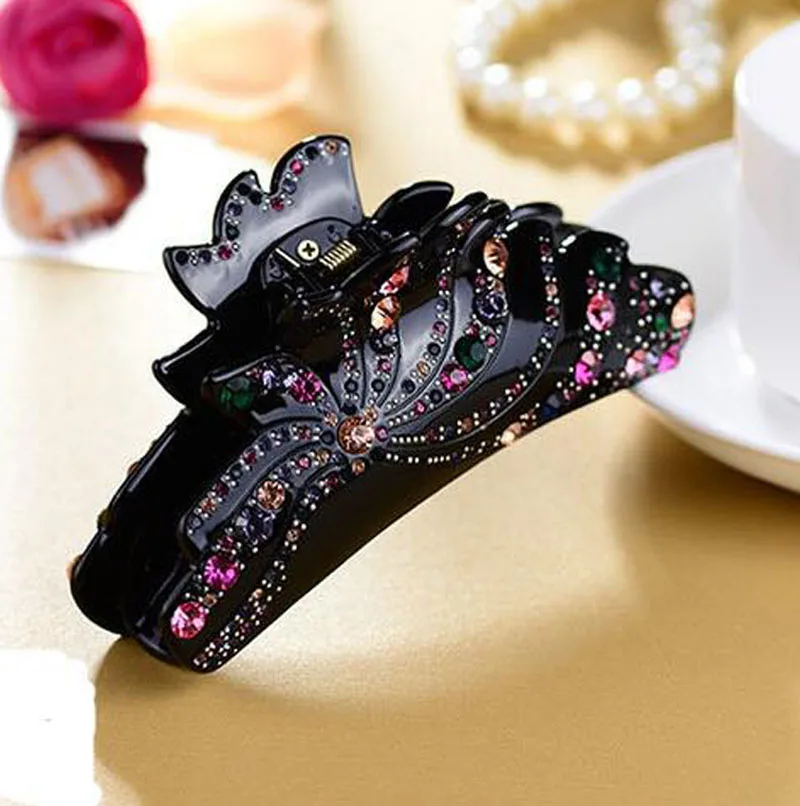 Luxury Acrylic Hair Claws For Women Large Jewelry Rhinestones Girl Hairpin Pins and Clips Crab Clamp Accessaries | Украшения и
