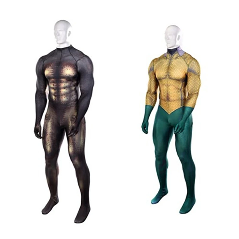 Аниме DC Comic Aquaman Flesh Gold Sea King Косплей зентай костюм Saint Leotard игра шоу реквизит для