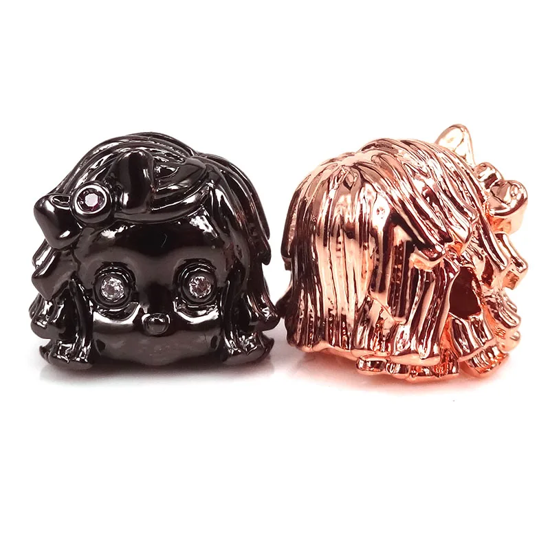 Модные серебристые черные золотые бусины с микро-закрепкой из белого циркона для