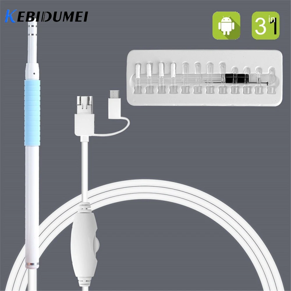 

3 in 1 Ear Endoscope Clearning Ear Otoscope Earpick Oral Cavity Dental Endoscope Inspection Device Visual Ear Spoon For Andro