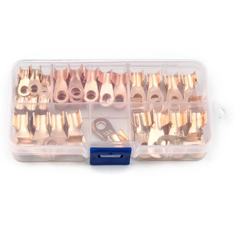 

70/150PC Cold Naked Terminal Kit Non-Insulated Ring Lugs Eyes Copper Electrical Wire Circular Splice Crimp Cable Connector Kit