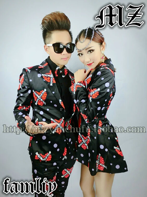 Dj женский певец сценический модный костюм высокого качества с красным сердцем