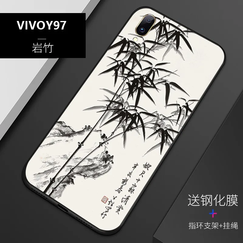 Рельефный Винтажный чехол в китайском и японском стиле для vivo y97 с изображением