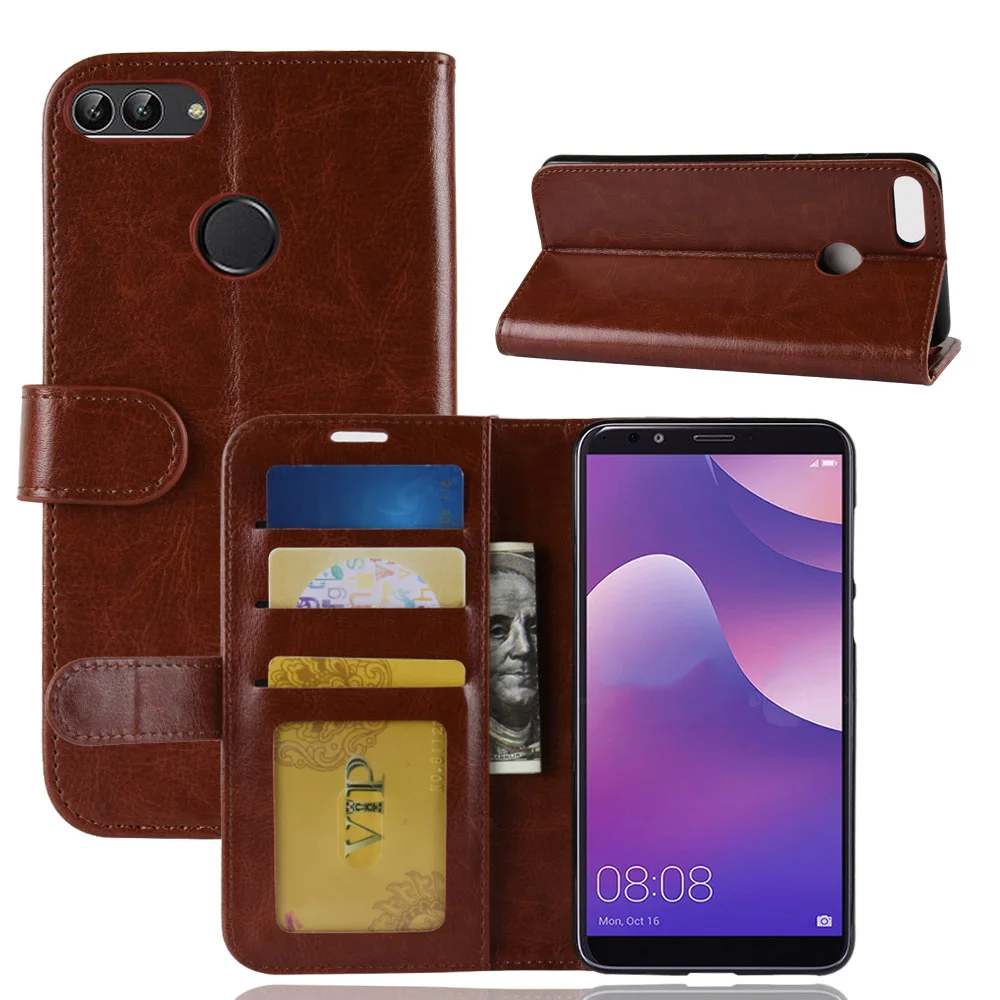For Huawei Y9 2018 Wallet PU Leather Cover Phone Case Enjoy 8 Plus Silicone Flip Back Bag | Мобильные телефоны и