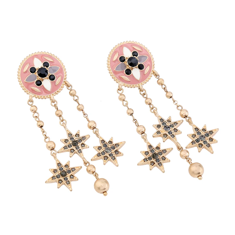 Винтажные серьги-подвески в богемном стиле золотистого цвета | Украшения и