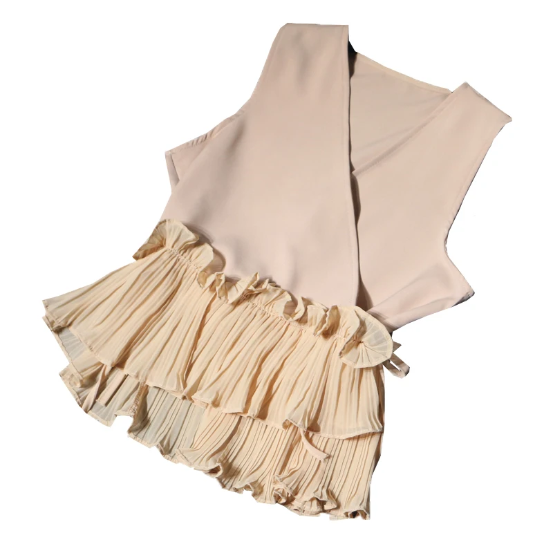 ALPHALMODA летние плиссированные шифоновые женские облегающий наряд без рукавов 2018 OL