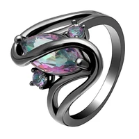 vnfuru colored zircon rings black gun rings hollow rings with color cz for lady for engagement party jewelry