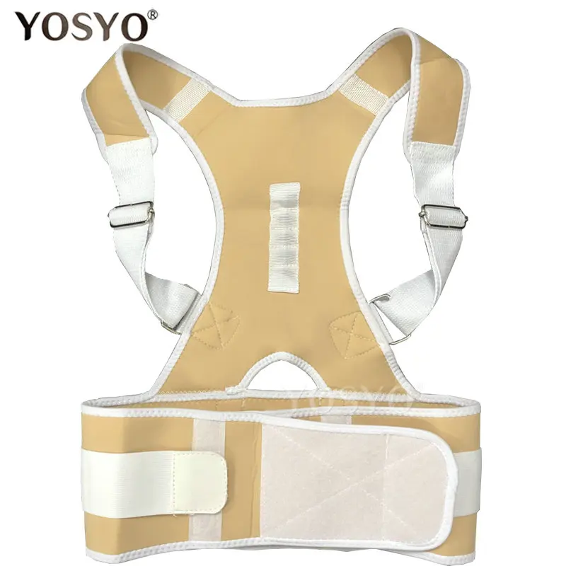 Beige YOSYO Регулируемый Корректор Осанки Спины Корректор осанки для магнитной терапии Brace Плечо Назад Brace Поддержка Пояс без сутулости - Цвет: Beige
