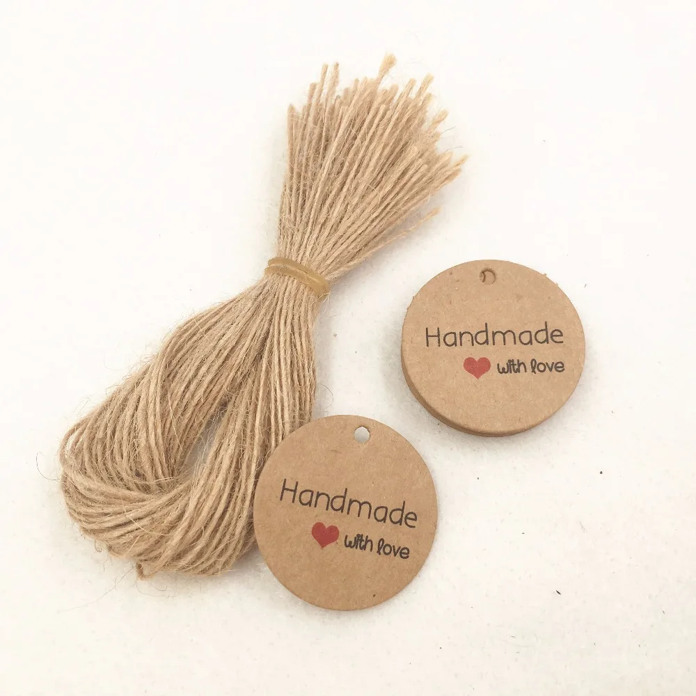 200pcs Kraft Gift Hang Tags+200pcs Strings Handmade With Love Christmas Packing Labels For Boxes/Handicraft/Bags/flower | Дом и сад