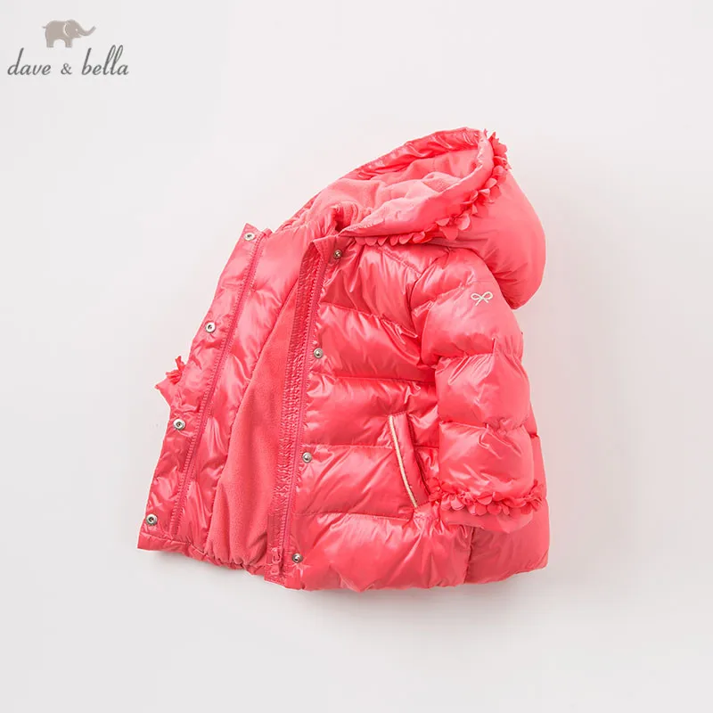 DB8852 dave bella winter baby down coat girls hooded outerwear children 90% white duck padded kids lovely |