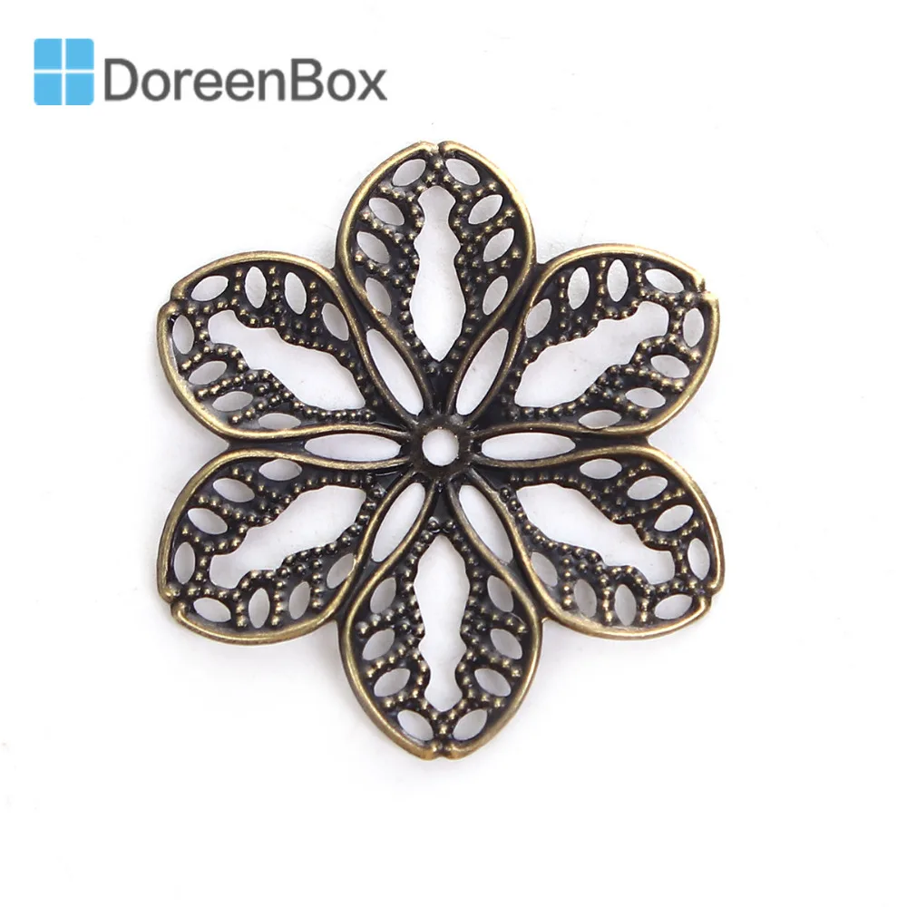 

Doreen коробка из сплава цинка украшения цветок с бронзовой филигранью под старину резные DIY Ювелирные изделия 32 мм x 29 мм (1 1/8 "), 50 шт.
