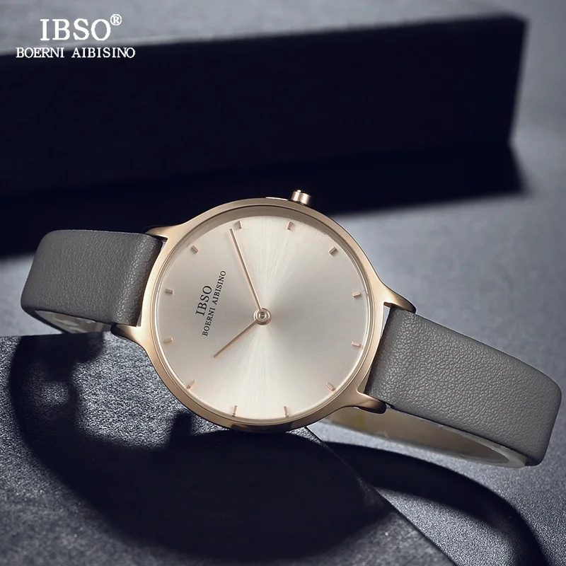IBSO брендовые простые женские наручные часы с кожаным ремешком Relogio Feminino Модные