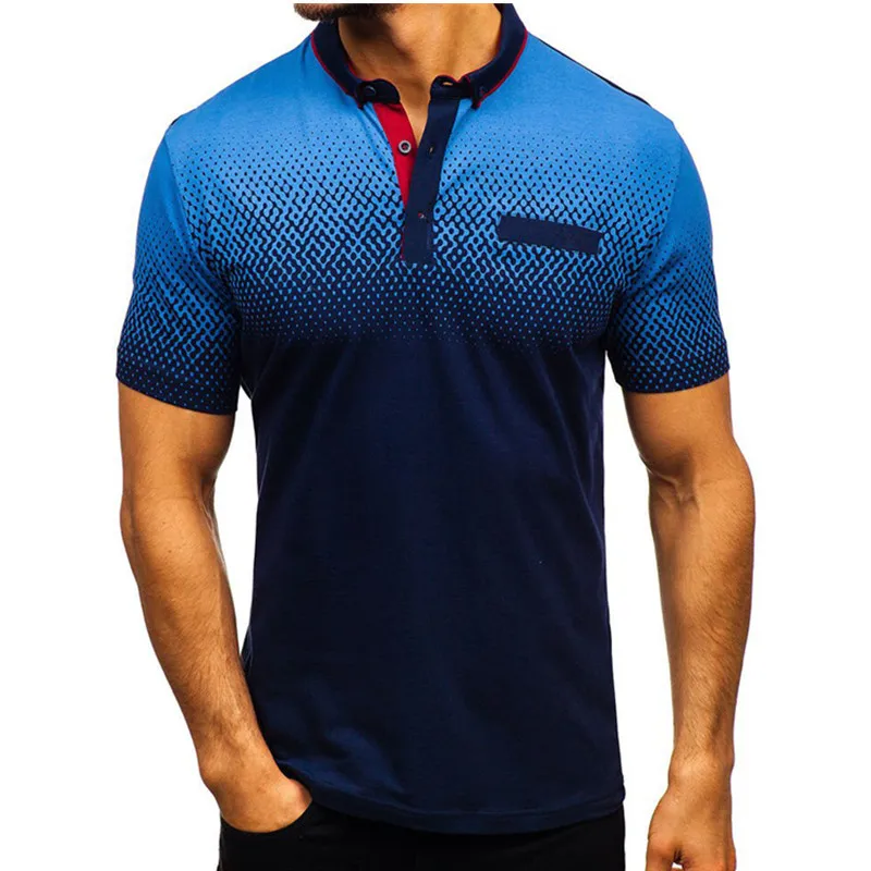 

Summer and Autumn Men Casual Polo Shirt 3D Print Short Sleeve Polo Tops Polo Shirt Men Cotton Dot Print Casual Shirt