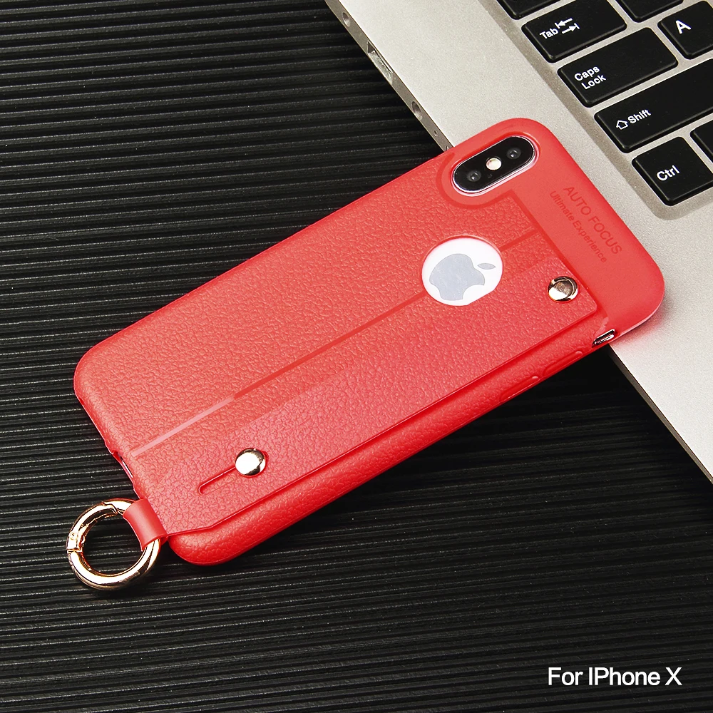 Litchi leather wrist strap for iphone 6 6s 6plus 7 8 7plus 8plus mobile phone case iPhone x xr xsmax back cover |