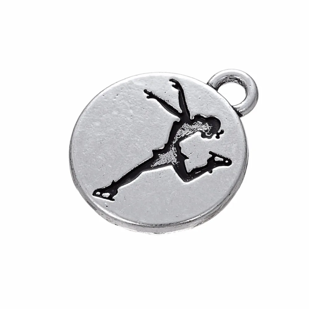 10 шт. антикварная фигурка из серебра шармы круглой формы для катания на коньках