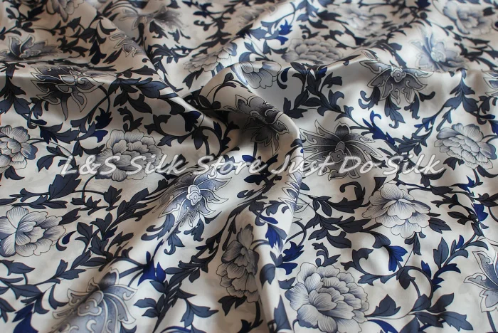

NEW Free shipping China style for 100% pure silk fabric floral printed silk fabric for bedding set dress sacrf LS0715
