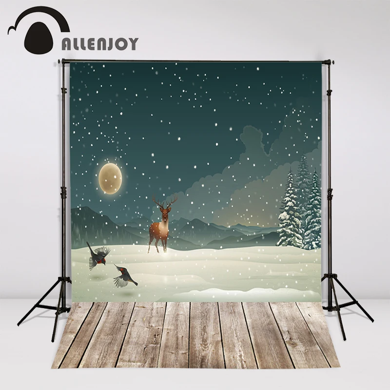 Allenjoy Рождество фотографии фоны зима Лось Лес Снег Луна Дерево Профессиональный