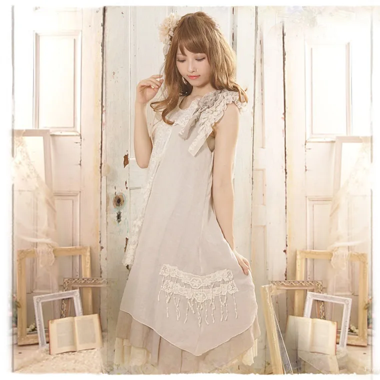 2018 Новый Мори девушка Для женщин О-образным вырезом Весна и осень цельнокроеное