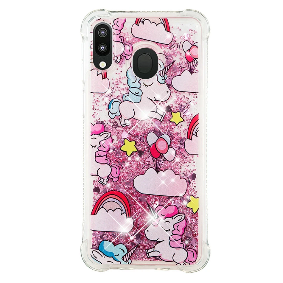 Pink Pony Блестками Жидкий чехол для samsung Galaxy M20 M10 A10 S10E S10 S9 J4 J6 плюс A7 A750 J400 J600 Note 9 зыбучие пески чехол - Цвет: Pink Pony