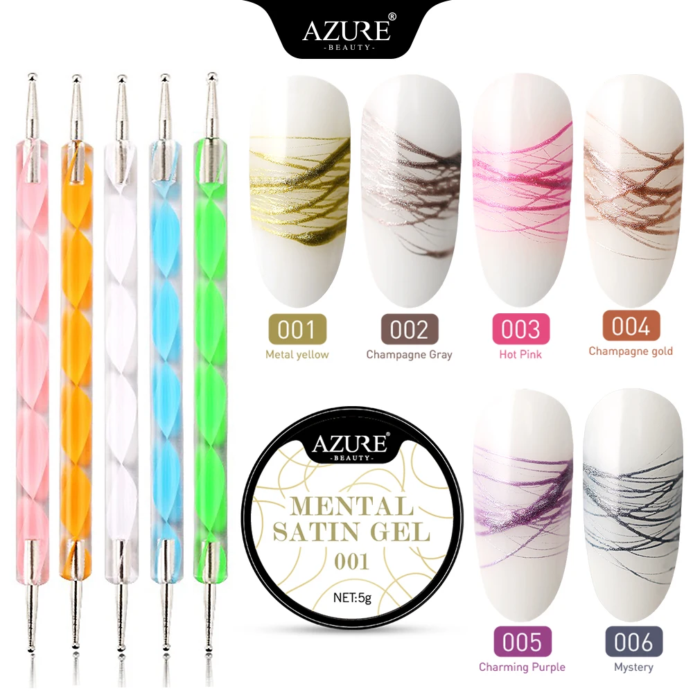 Azure Beauty металлический атласный гель потянув провод паук эффект покраска лак