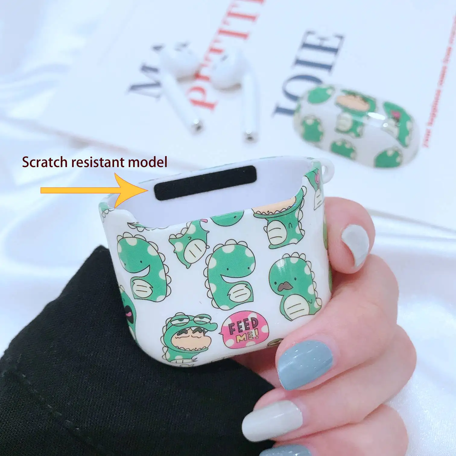 For AirPods 1 2 Case Cute Dinosaur Cartoon Pattern Protective Wireless Bluetooth Earphone for Air Pods Hard Funda Milk | Мобильные
