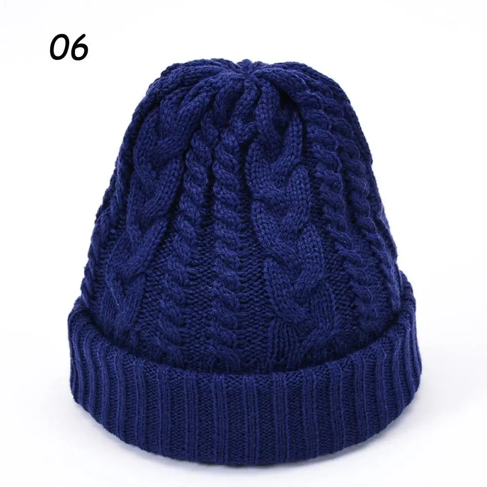 06 Navy Blue Hat Sparsil,, унисекс, зимняя вязаная шапка для женщин, одноцветные шапки, твист, Толстая теплая шапка с черепом, Мужская одноцветная шапка с нитью - Цвет: 06 Navy Blue Hat