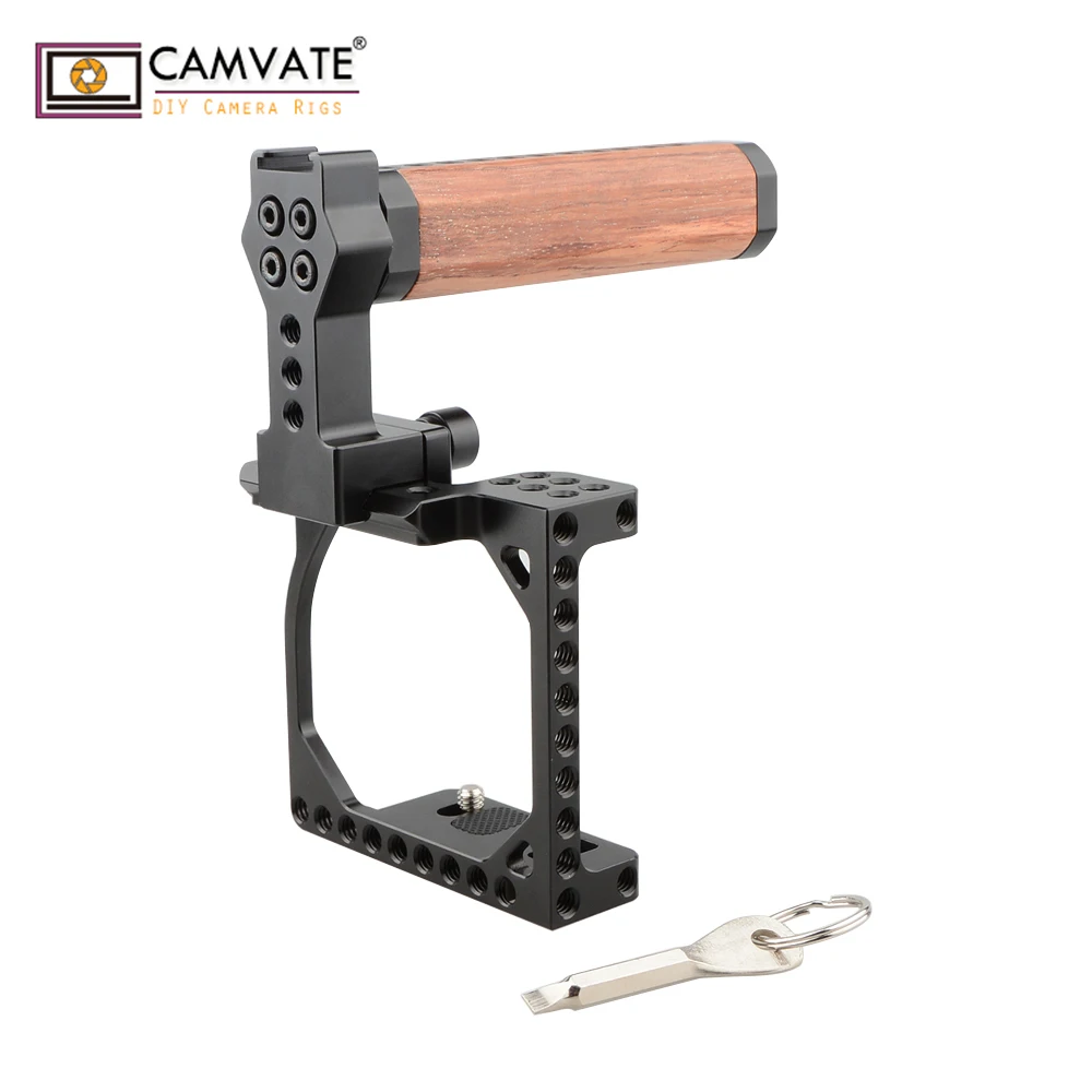 Камера CAMVATE с быстросъемной деревянной ручкой для Sony A6000/ A6300/ A6400/ A6500/ A6600/Canon Powershot