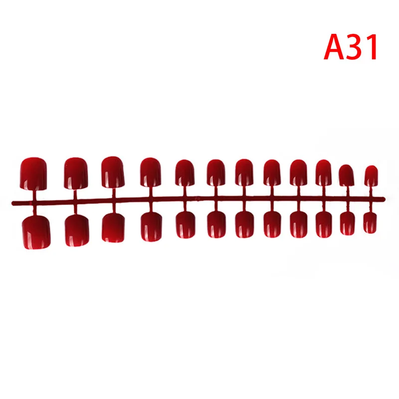 31 31 цвет, 24 шт., короткие накладные ногти, искусственные ногти ABS, накладные ногти, прессованные короткие круглые украшения для ногтей - Цвет: 31