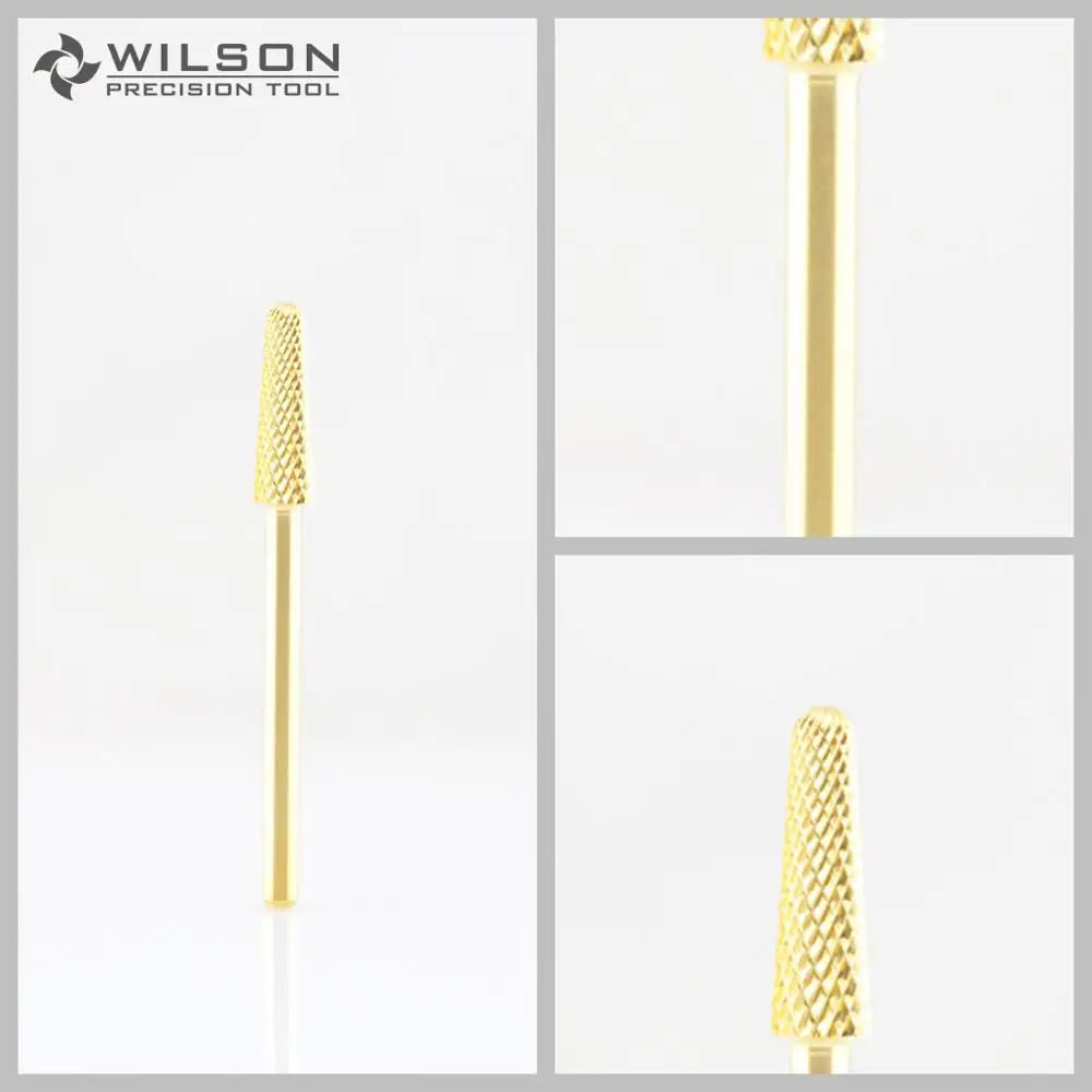 

2 шт. конусное сверло-среднее Золотое покрытие-Карбидное сверло для ногтей WILSON