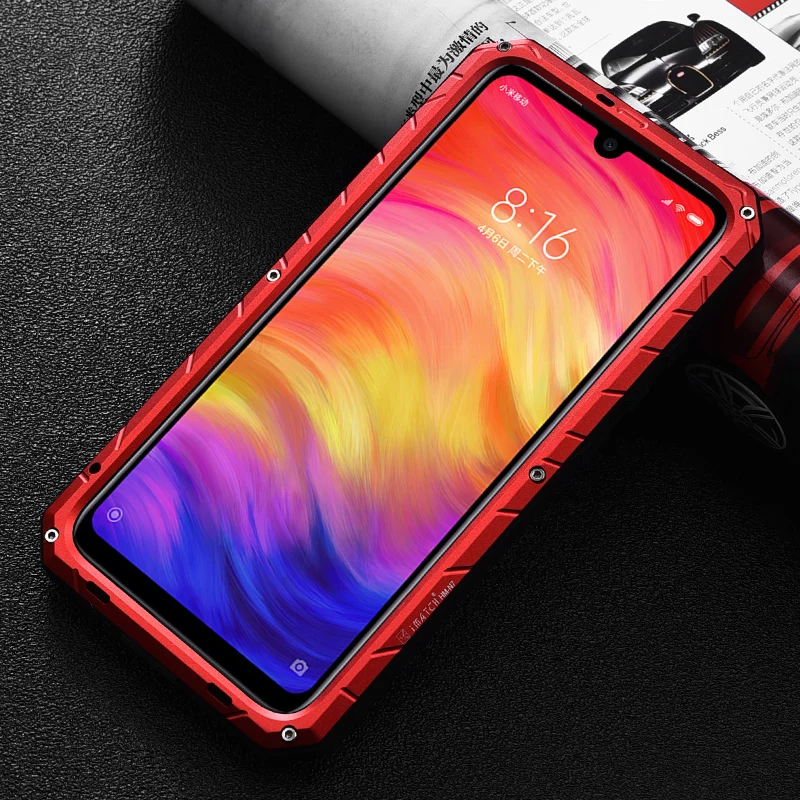 Повседневный водонепроницаемый чехол для Xiaomi Redmi Note 7 противоударный сверхпрочный силиконовый алюминиевый металлический чехол для Redmi Note 7 Pro Чехол