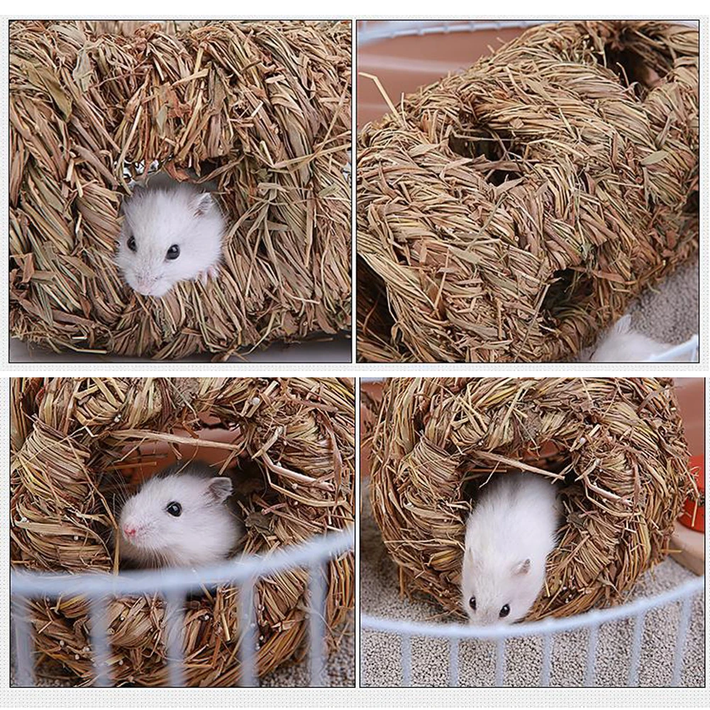 Pet Woven Grass Straw Small Rabbit Hamster Cage Nest House Chew Toy Hedgehog Bed Cute | Дом и сад