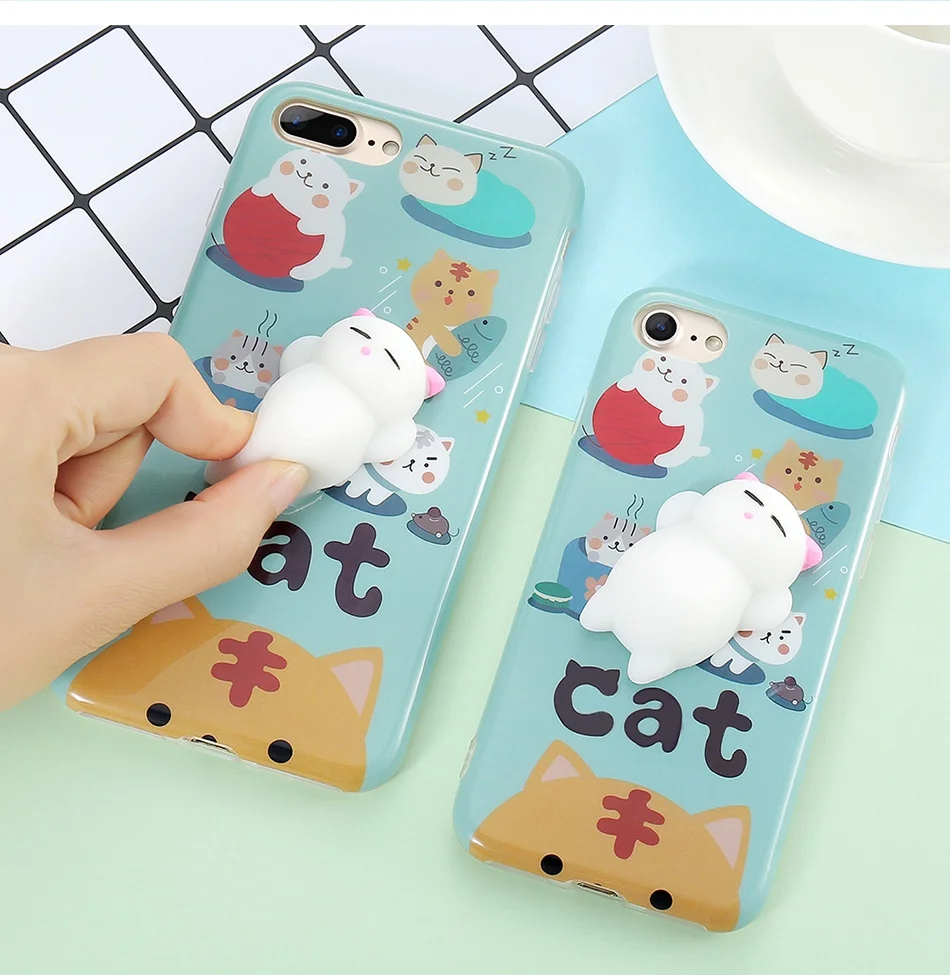 KISSCASE 3D милый креативный чехол с котом для iPhone 7, 8, 6 S, 6 Plus, X, 10, снятие стресса, жесткий пластиковый чехол s для iPhone 7, X, 5S, 5, SE