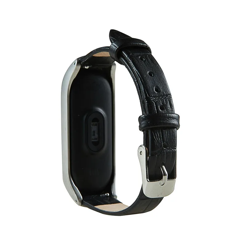 Сменный Браслет Кожаный ремешок + металлический чехол для Xiaomi Mi Band 3 браслет