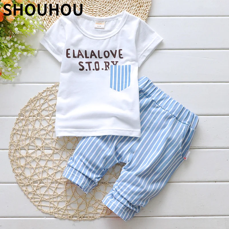 SHOUHOU/Детский комплект летний из 2 предметов с короткими рукавами для малышей