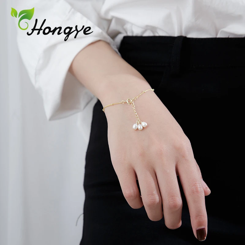 Hongye Новый Модный жемчужный браслет регулируемый золотой цвет наручные