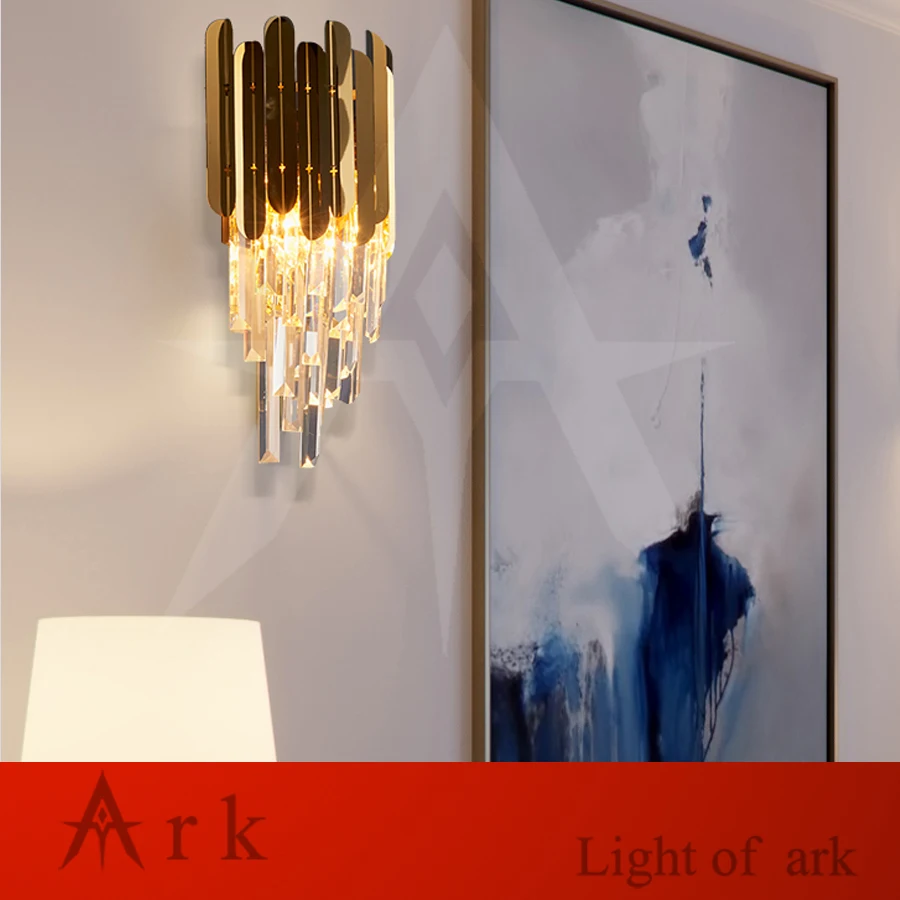 Современные хрустальные светодиодные Настенные светильники роскошные золотые