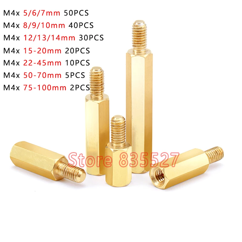 Шестигранная Медная гайка M4 *( 5 100 )+ 6 мм шестигранная одиночные латунные полые