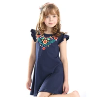 hot selling baby girls summer embroidery dresses kids top quality cartoon dress with applique some cute birds new designed dress
