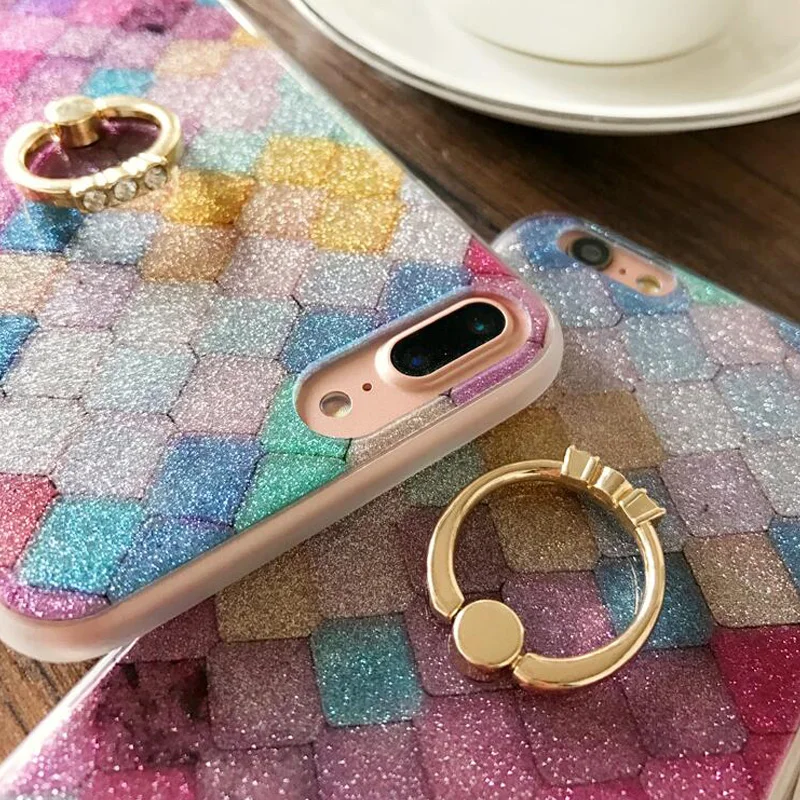 QUKXF мягкая масштаб ТПУ телефон чехлы для iPhone 6 8 7 Plus красочными четырехугольника